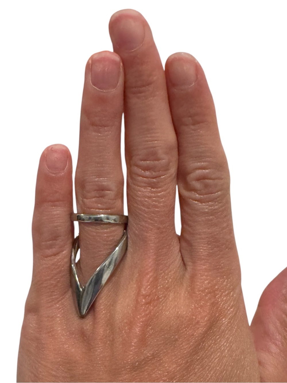 Silver V-Shaped Ring